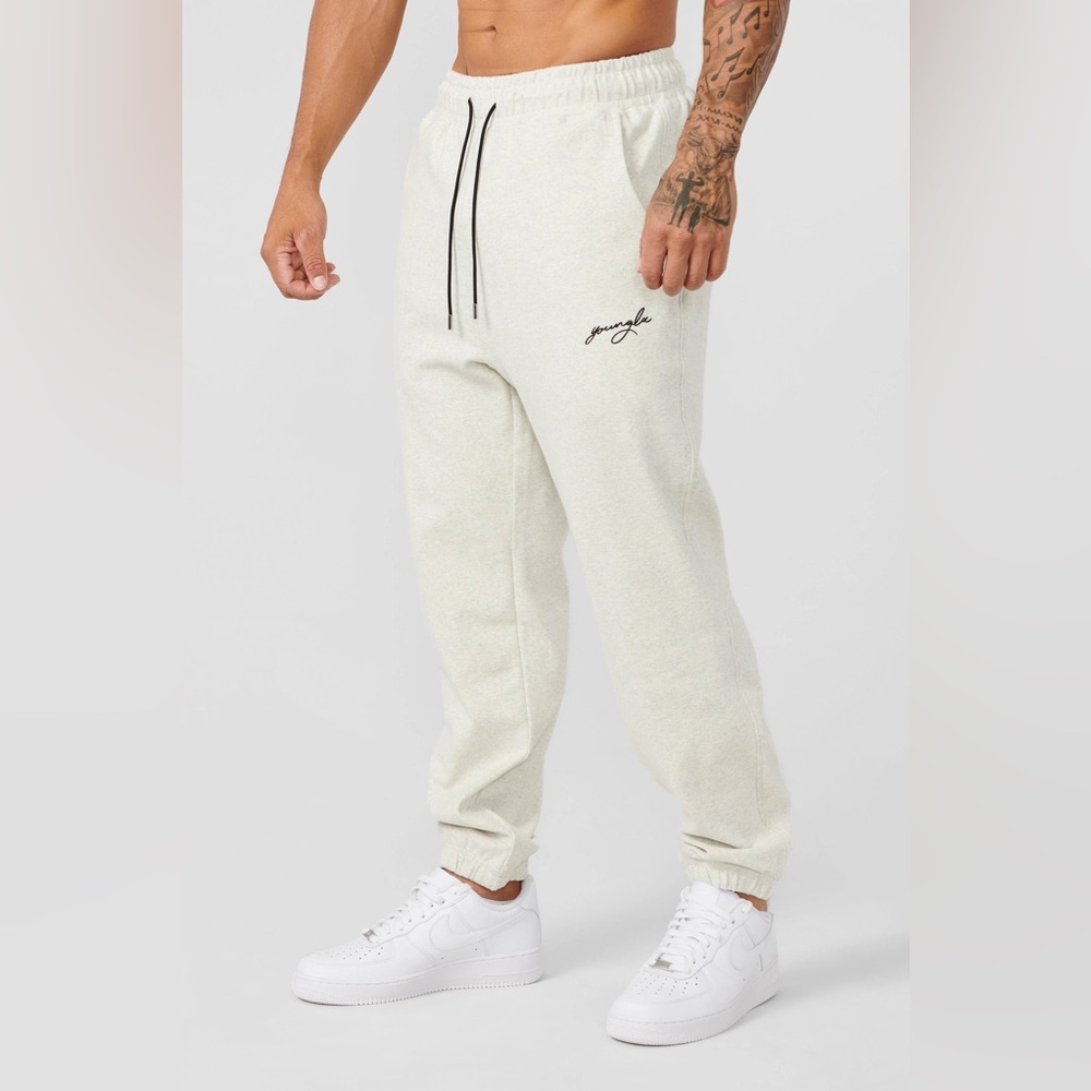 Mens YoungLA 219 Chill Relaxed Cloud Sweatpants Joggers - Oatmeal Size Medium
